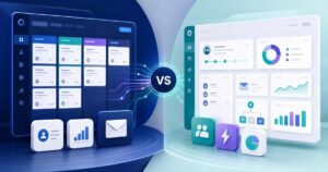 Comparación visual entre un CRM de pipeline y una plataforma integral de clientes