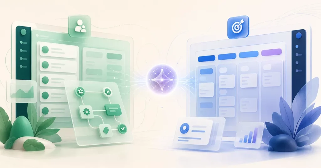 Comparación visual entre Zoho CRM y Pipedrive para pymes